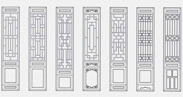 龙湖镇常用中式仿古花窗图案隔断设计图